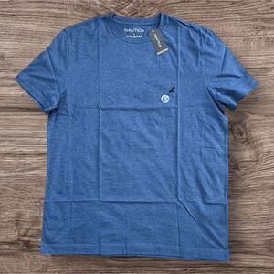 Nautica Blue Short Sleeve Tee Stellar Blue Heather Men’s Crewneck T-Shirt Large